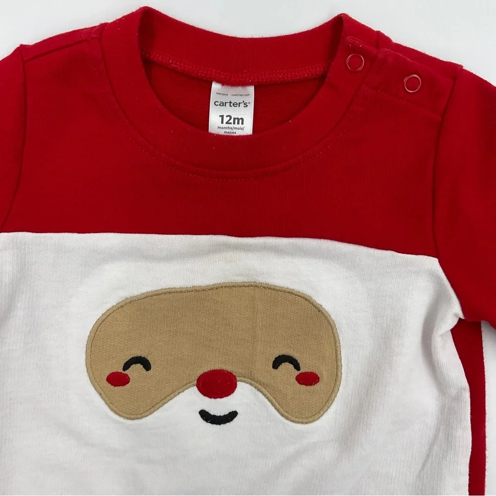 Carter’s Christmas Santa Long Sleeve Tee Shirt Baby 12 Months